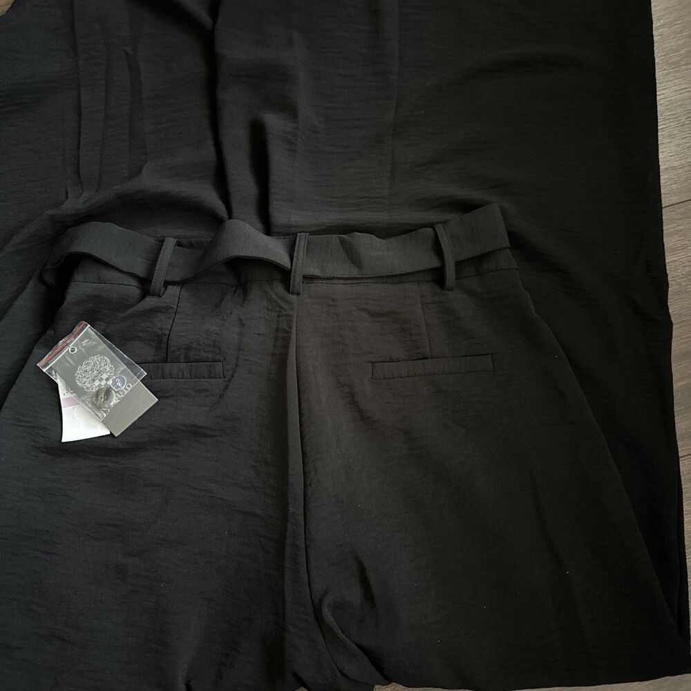 Vince Camuto Women's High-Rise Wide Leg Tie-Belt Pleated Trousers Pants Black 10 - Picture 4 of 7